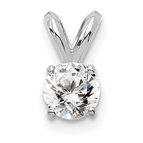 14K White Gold 0.25 Carat Lab Grown Diamond VS SI+ G+ Round Complete Four Prong Solitaire Pendant