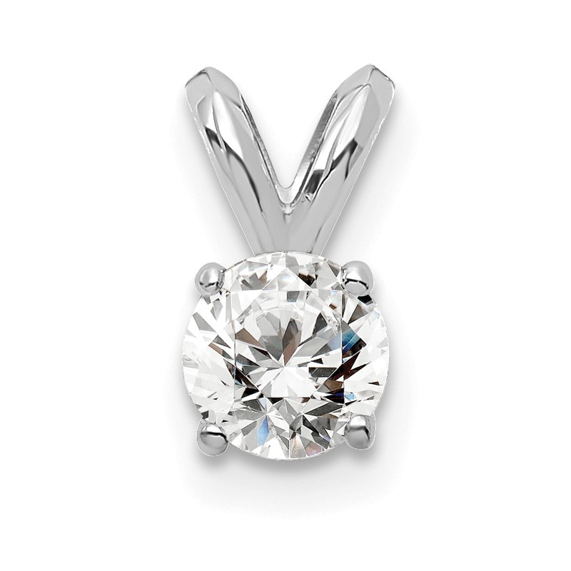 14k White Gold 1/4 carat Lab Grown Diamond VS/SI+ G+ Round Complete Four Prong Solitaire Pendant