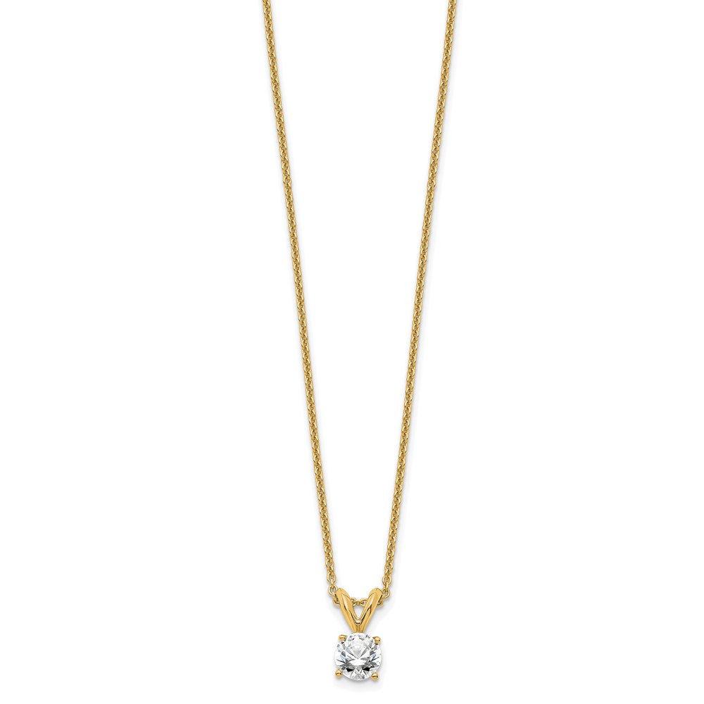 14k 1/3 carat Lab Grown Diamond VS/SI+ G+ Round Complete Four Prong 18 inch Solitaire Pendant Necklace (PM4396-033-LG-18)