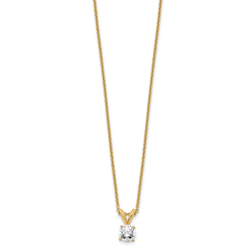 14k 1/3 carat Lab Grown Diamond VS/SI+ G+ Round Complete Four Prong 18 inch Solitaire Pendant Necklace