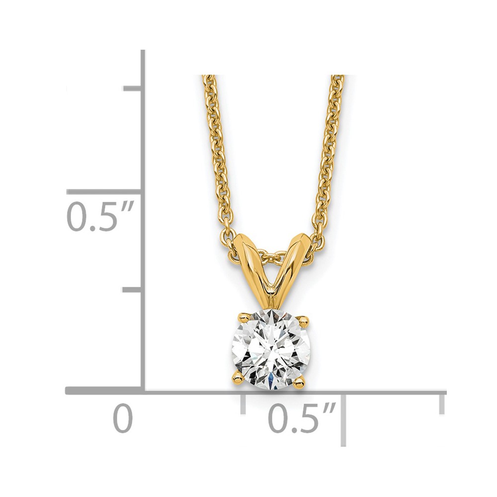 14k 1/3 carat Lab Grown Diamond VS/SI+ G+ Round Complete Four Prong 18 inch Solitaire Pendant Necklace (PM4396-033-LG-18)