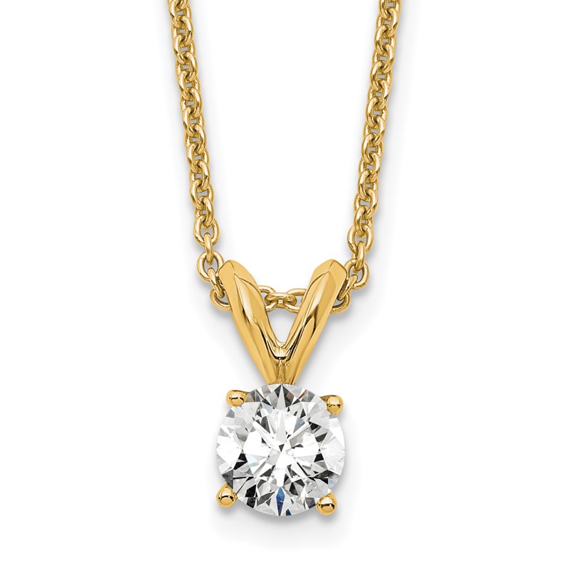 14k 1/3 carat Lab Grown Diamond VS/SI+ G+ Round Complete Four Prong 18 inch Solitaire Pendant Necklace