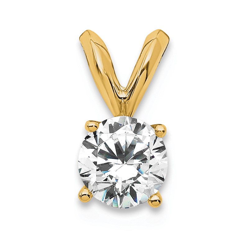 14k 1/3 carat Lab Grown Diamond VS/SI+ G+ Round Complete Four Prong Solitaire Pendant