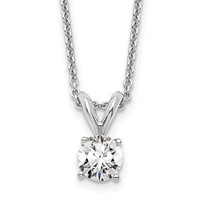 14K White Gold 0.33 Carat Certified Lab Grown Diamond VS+ F+ Round Complete Four Prong Solitaire Pendant Necklace, 18" view 1