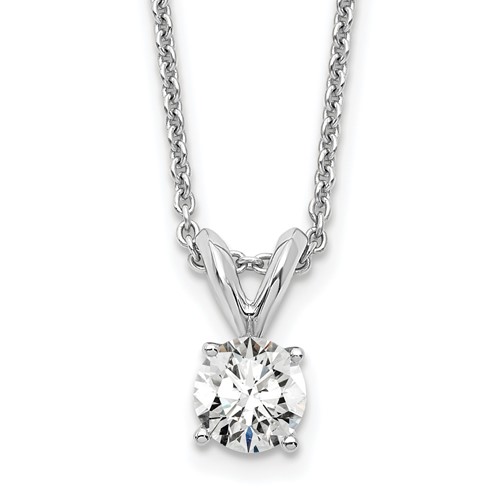 14K White Gold 0.33 Carat Certified Lab Grown Diamond VS+ F+ Round Complete Four Prong Solitaire Pendant Necklace, 18"