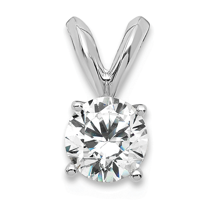14k White Gold 1/3 carat Lab Grown Diamond VS/SI+ G+ Round Complete Four Prong Solitaire Pendant (PM4396-033-WLG)