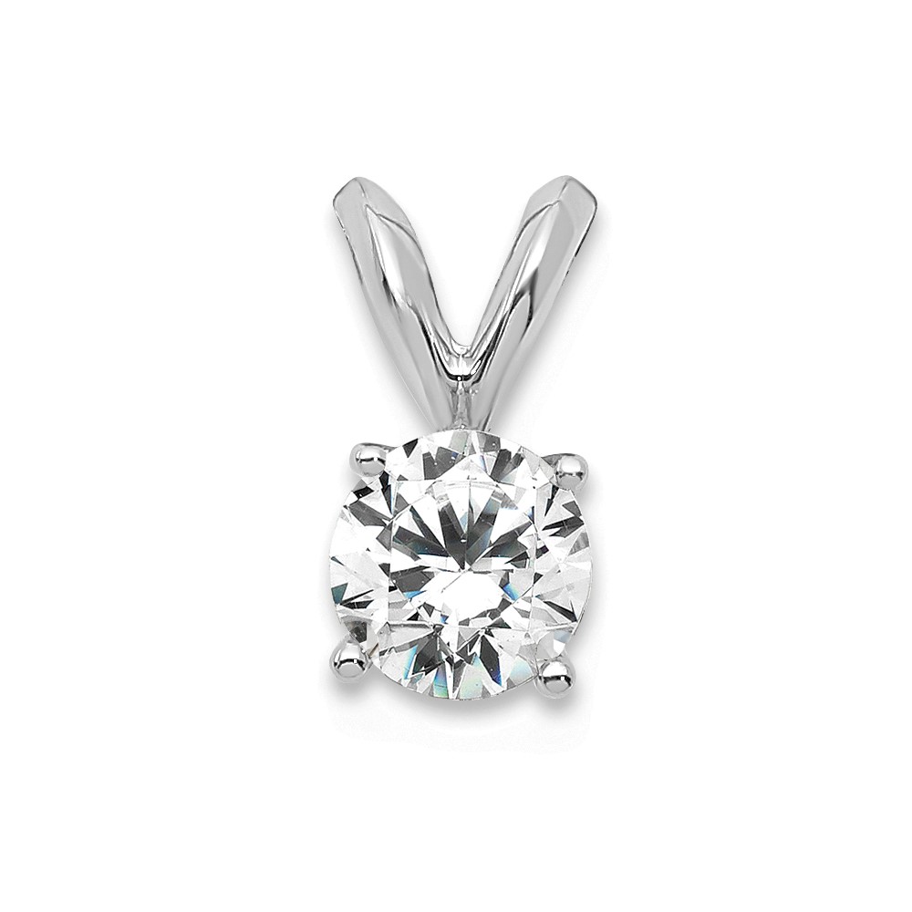 14k White Gold 1/3 carat Lab Grown Diamond VS/SI+ G+ Round Complete Four Prong Solitaire Pendant (PM4396-033-WLG)