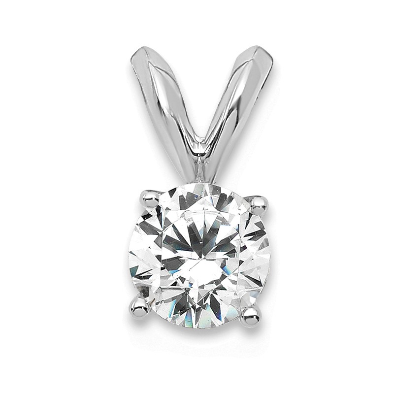 14k White Gold 1/3 carat Lab Grown Diamond VS+ F+ Round Complete Four Prong Solitaire Pendant