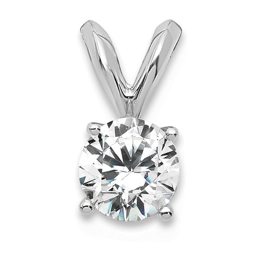 14K White Gold 0.33 Carat Lab Grown Diamond VS+ F+ Round Complete Four Prong Solitaire Pendant