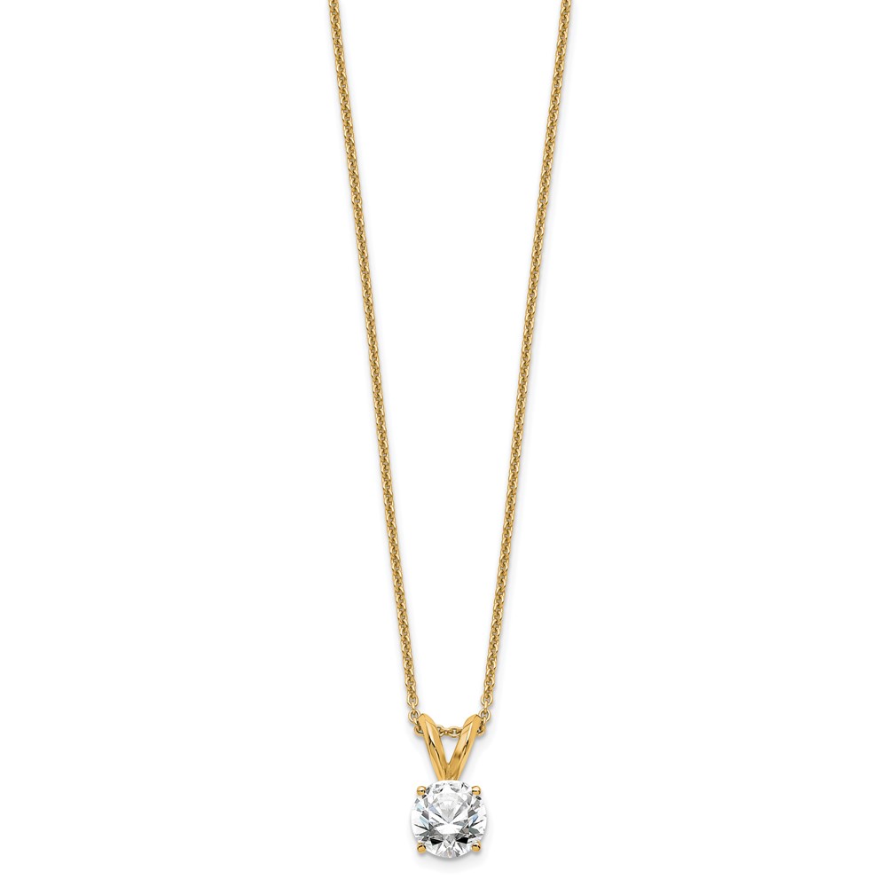 14k 1/2 carat Lab Grown Diamond VS/SI+ G+ Round Complete Four Prong 18 inch Solitaire Pendant Necklace (PM4396-050-LG-18)
