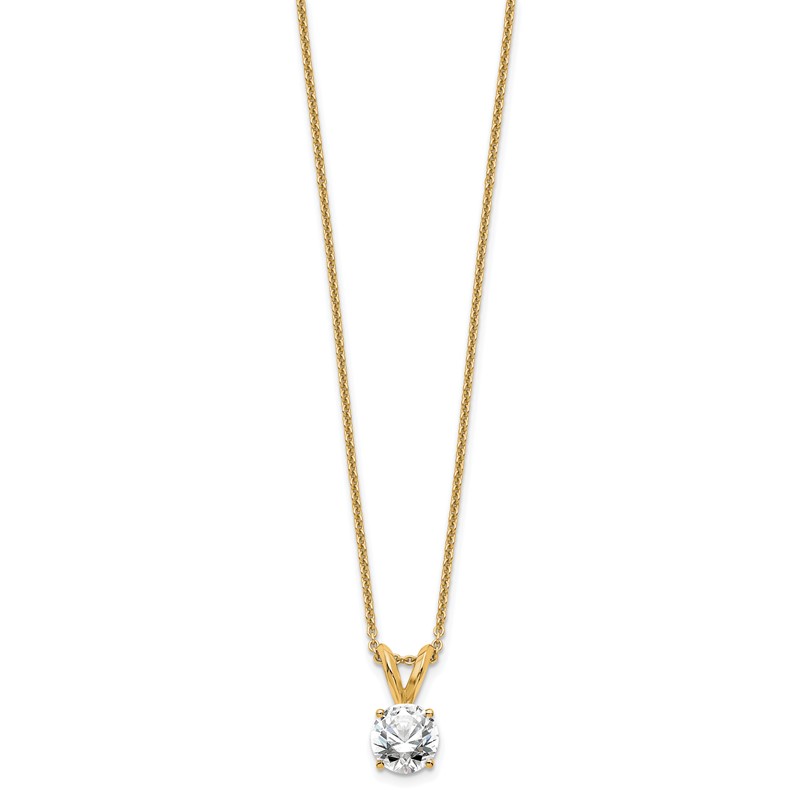 14k 1/2 carat Certified Lab Grown Diamond VS+ F+ Round Complete Four Prong 18 inch Solitaire Pendant Necklace