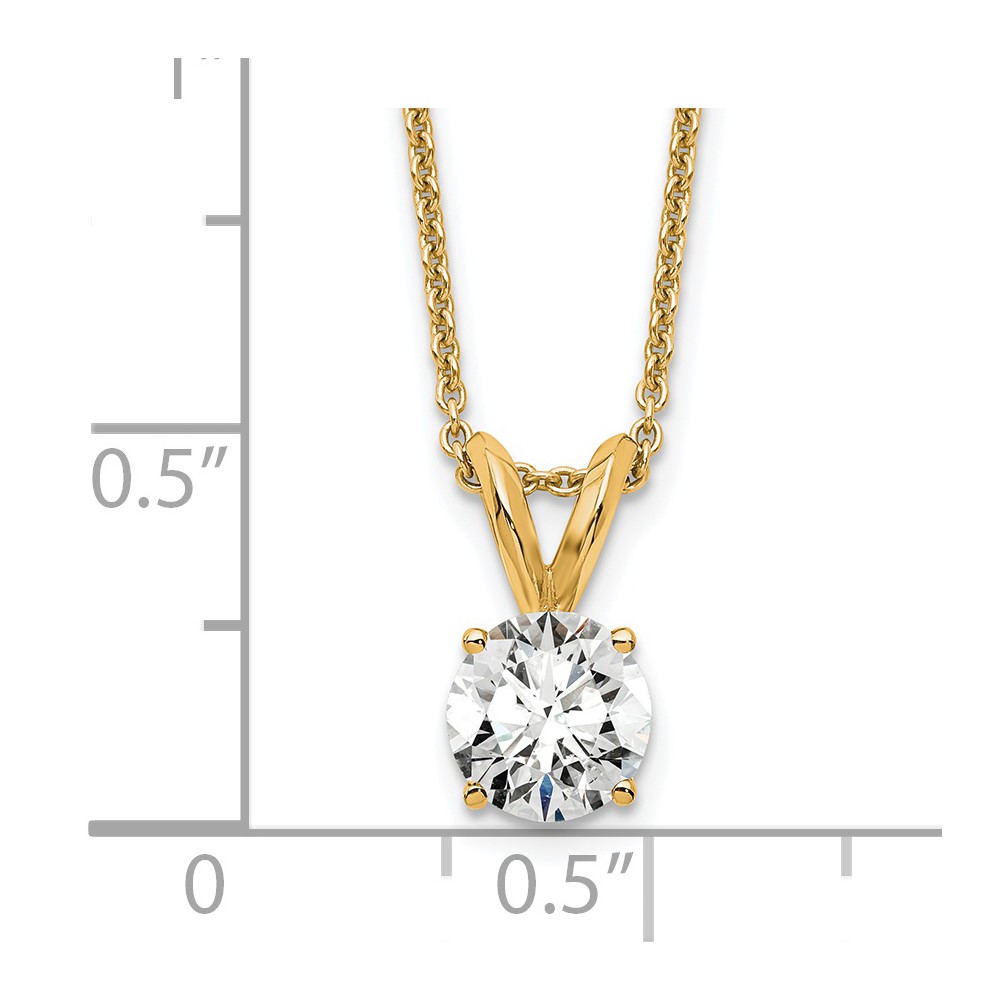 14k 1/2 carat Lab Grown Diamond VS/SI+ G+ Round Complete Four Prong 18 inch Solitaire Pendant Necklace (PM4396-050-LG-18)