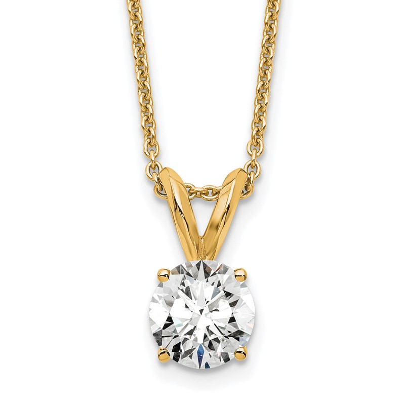 14k 1/2 carat Certified Lab Grown Diamond VS+ F+ Round Complete Four Prong 18 inch Solitaire Pendant Necklace