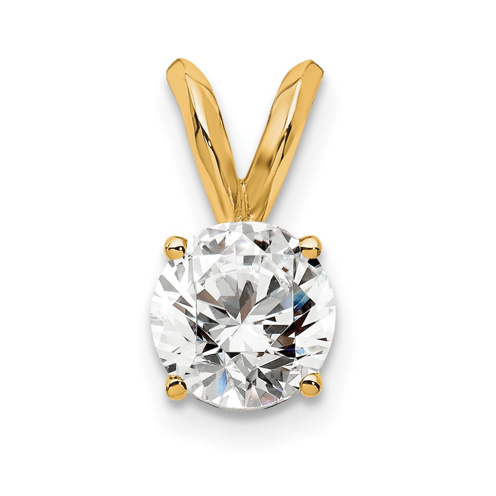 14k 1/2 carat Certified Lab Grown Diamond VS+ F+ Round Complete Four Prong Solitaire Pendant (PM4396-050C-LD)