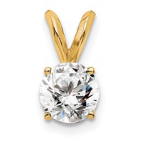 14K Yellow Gold 0.50 Carat Lab Grown Diamond VS+ F+ Round Complete Four Prong Solitaire Pendant view 1