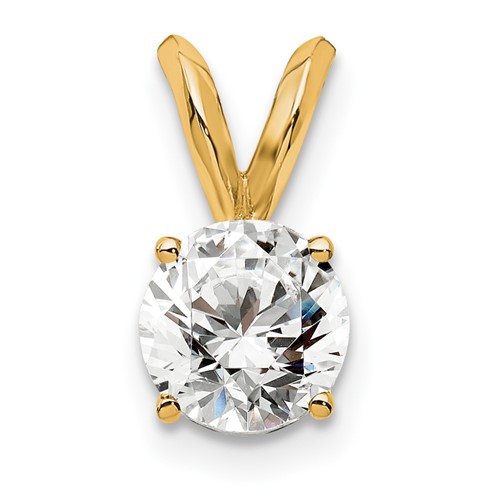 14K Yellow Gold 0.50 Carat Lab Grown Diamond VS SI+ G+ Round Complete Four Prong Solitaire Pendant