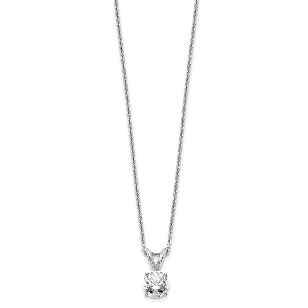 14k White Gold 1/2 carat Lab Grown Diamond VS+ F+ Round Complete Four Prong 18 inch Solitaire Pendant Necklace (PM4396-050-WLD-18)