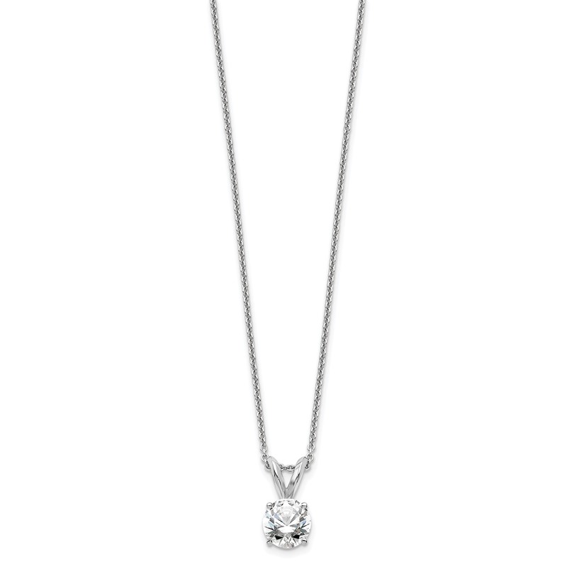 14k White Gold 1/2 carat Lab Grown Diamond VS+ F+ Round Complete Four Prong 18 inch Solitaire Pendant Necklace