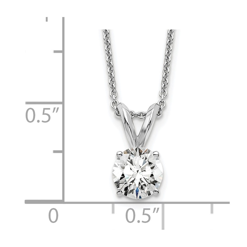 14k White Gold 1/2 carat Lab Grown Diamond VS+ F+ Round Complete Four Prong 18 inch Solitaire Pendant Necklace (PM4396-050-WLD-18)