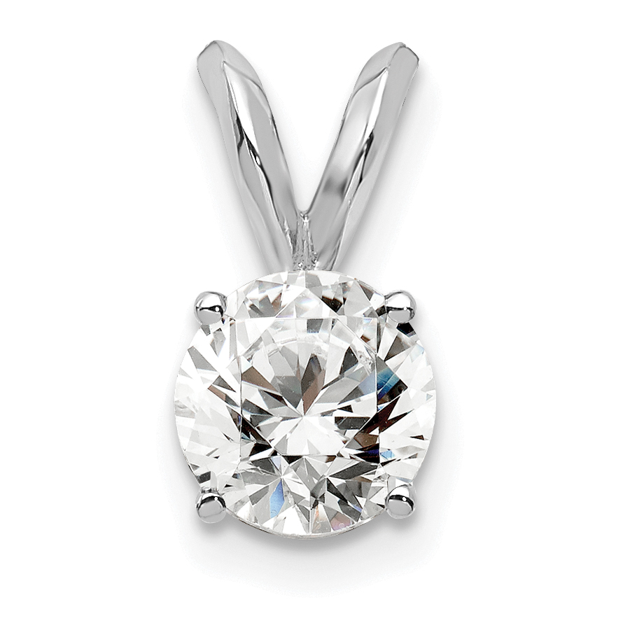14k White Gold 1/2 carat Lab Grown Diamond VS+ F+ Round Complete Four Prong Solitaire Pendant (PM4396-050-WLD)
