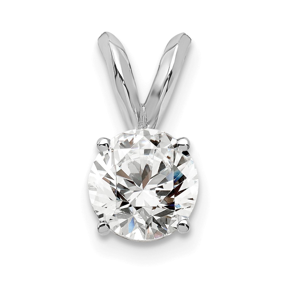 14k White Gold 1/2 carat Lab Grown Diamond VS+ F+ Round Complete Four Prong Solitaire Pendant (PM4396-050-WLD)