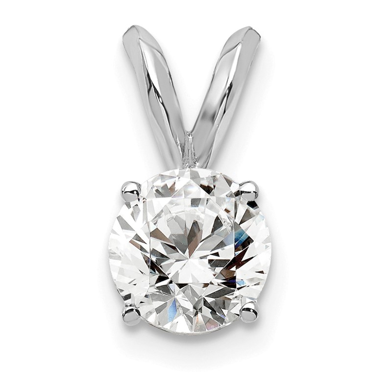 14k White Gold 1/2 carat Lab Grown Diamond VS+ F+ Round Complete Four Prong Solitaire Pendant