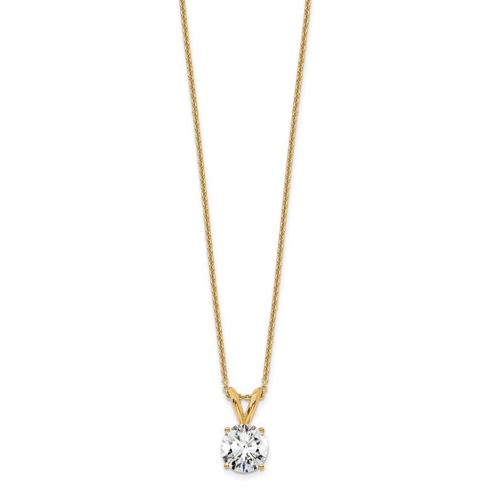 14k 3/4 carat Lab Grown Diamond VS+ F+ Round Complete Four Prong 18 inch Solitaire Pendant Necklace (PM4396-075-LG-18)