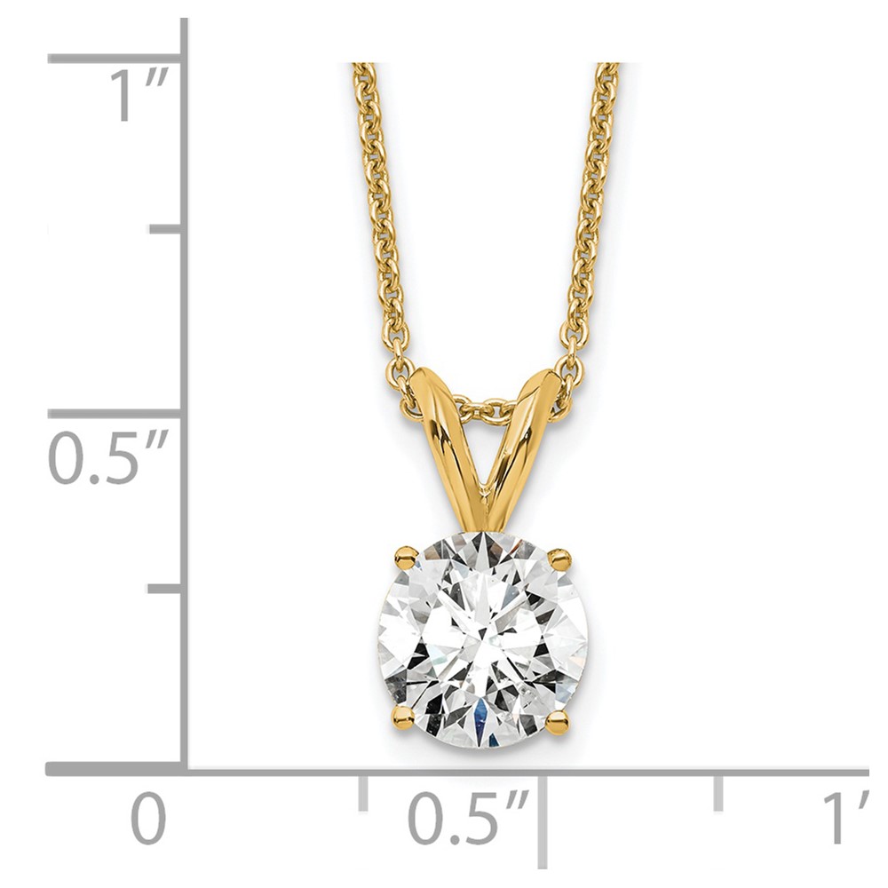 14k 3/4 carat Lab Grown Diamond VS+ F+ Round Complete Four Prong 18 inch Solitaire Pendant Necklace (PM4396-075-LG-18)
