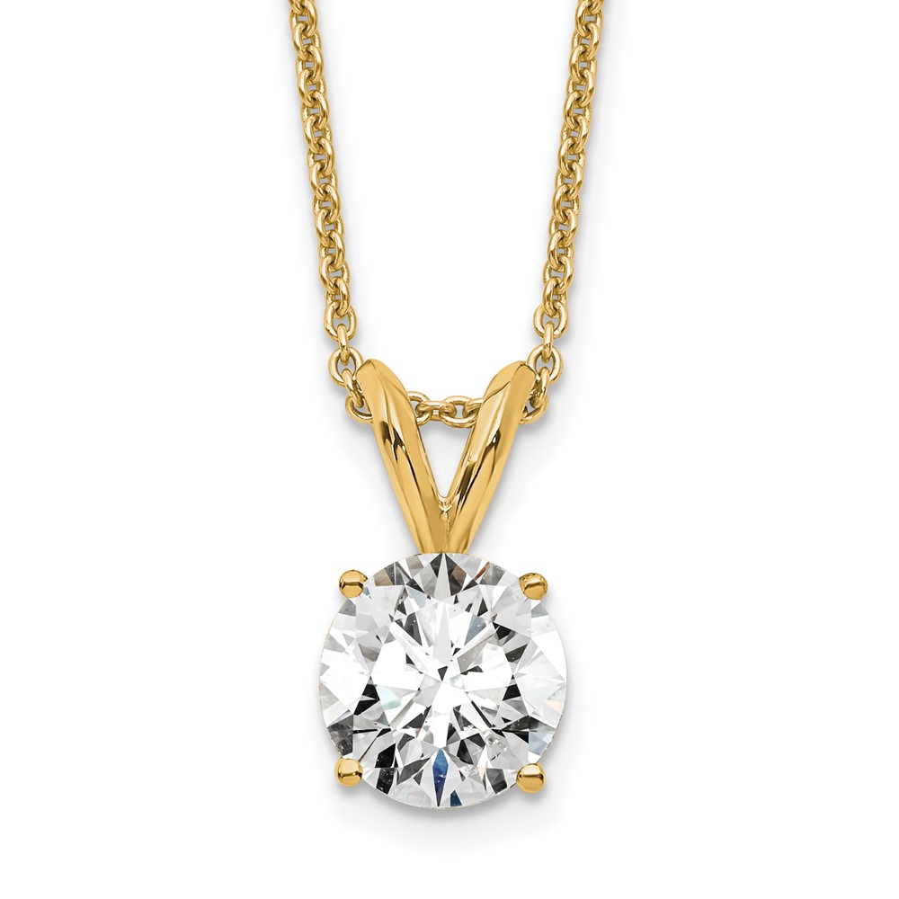 14ky 3/4ct. Round Lab Grown Diamond SI1/SI2, J, Solitaire Necklace