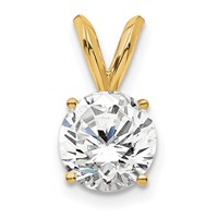 14K Yellow Gold 0.75 Carat Certified Lab Grown Diamond VS SI+ G+ Round Complete Four Prong Solitaire Pendant view 1