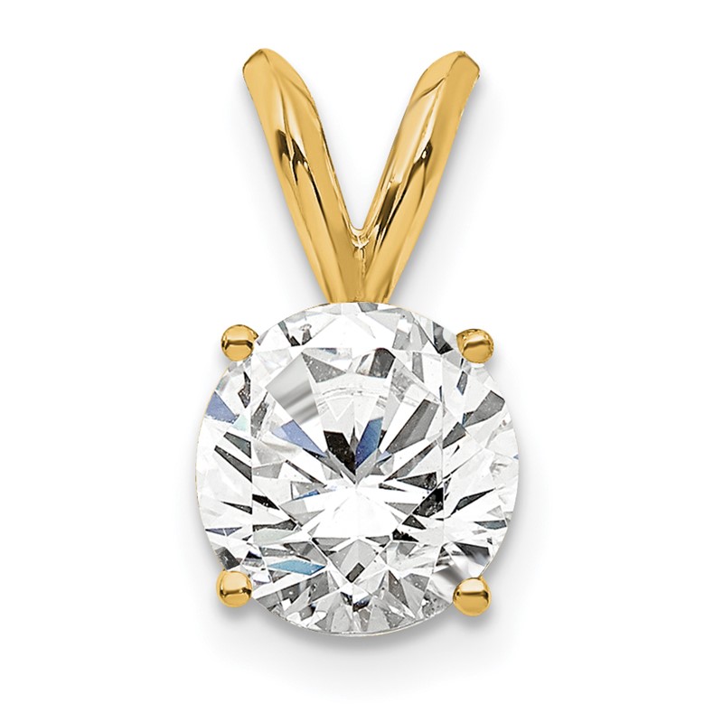 14k 3/4 carat Lab Grown Diamond VS+ F+ Round Complete Four Prong Solitaire Pendant