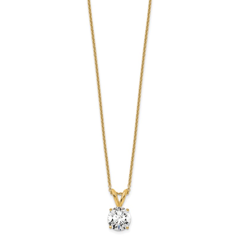14k 3/4 carat Certified Lab Grown Diamond VS+ F+ Round Complete Four Prong 18 inch Solitaire Pendant Necklace