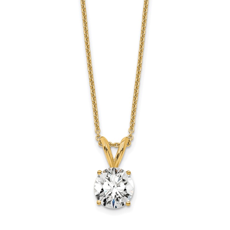 14k 3/4 carat Certified Lab Grown Diamond VS+ F+ Round Complete Four Prong 18 inch Solitaire Pendant Necklace
