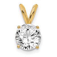 14K Yellow Gold 0.75 Carat Lab Grown Diamond VS+ F+ Round Complete Four Prong Solitaire Pendant view 1