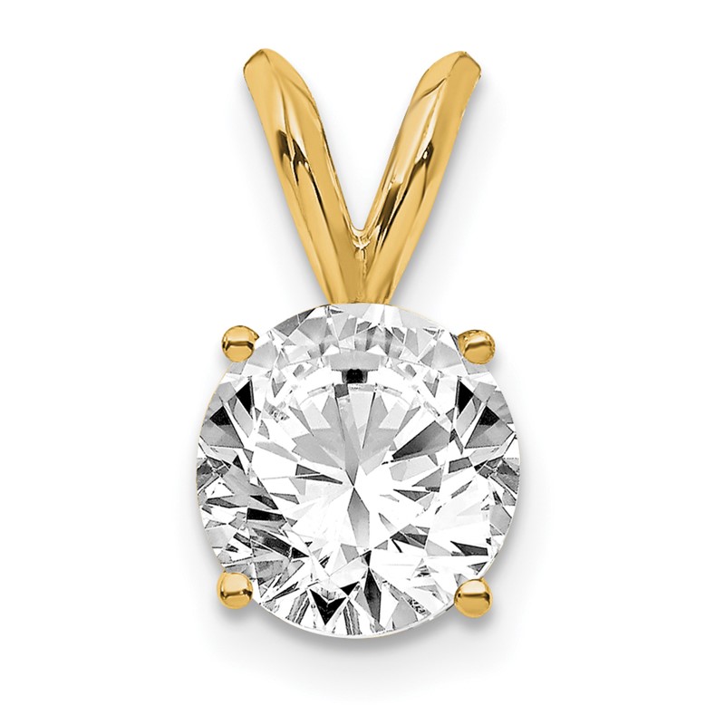14k 3/4 carat Lab Grown Diamond VS/SI+ G+ Round Complete Four Prong Solitaire Pendant