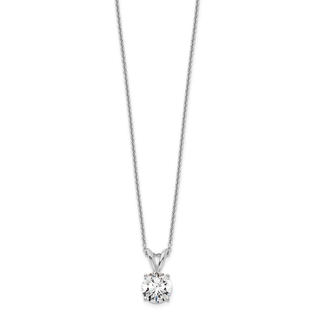14k White Gold 3/4 carat Lab Grown Diamond VS+ F+ Round Complete Four Prong 18 inch Solitaire Pendant Necklace (PM4396-075-WLG-18)