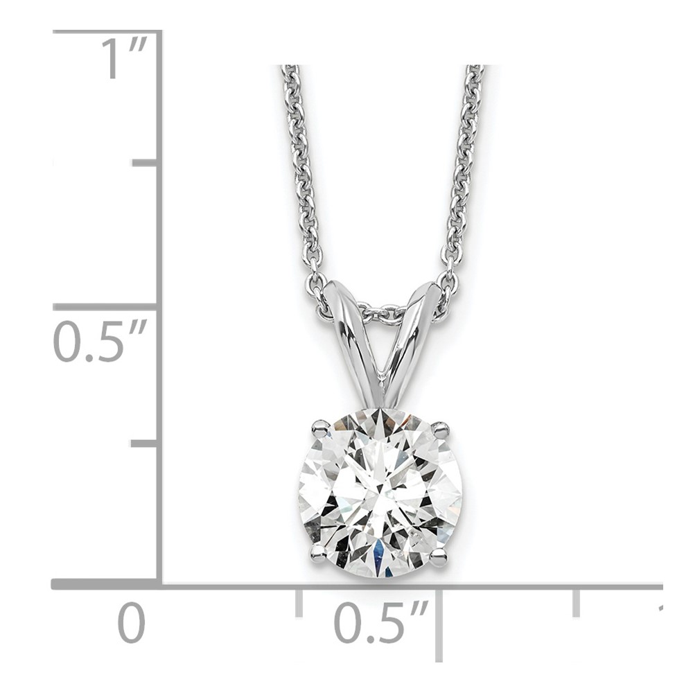 14k White Gold 3/4 carat Lab Grown Diamond VS+ F+ Round Complete Four Prong 18 inch Solitaire Pendant Necklace (PM4396-075-WLG-18)