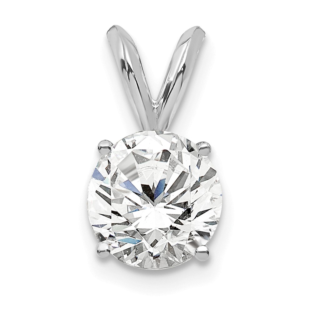 14k White Gold 3/4 carat Lab Grown Diamond VS+ F+ Round Complete Four Prong Solitaire Pendant (PM4396-075-WLG)