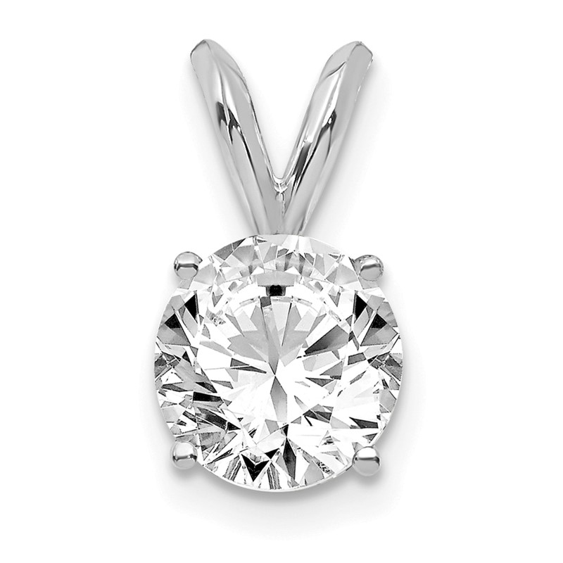 14k White Gold 3/4 carat Lab Grown Diamond VS/SI+ G+ Round Complete Four Prong Solitaire Pendant