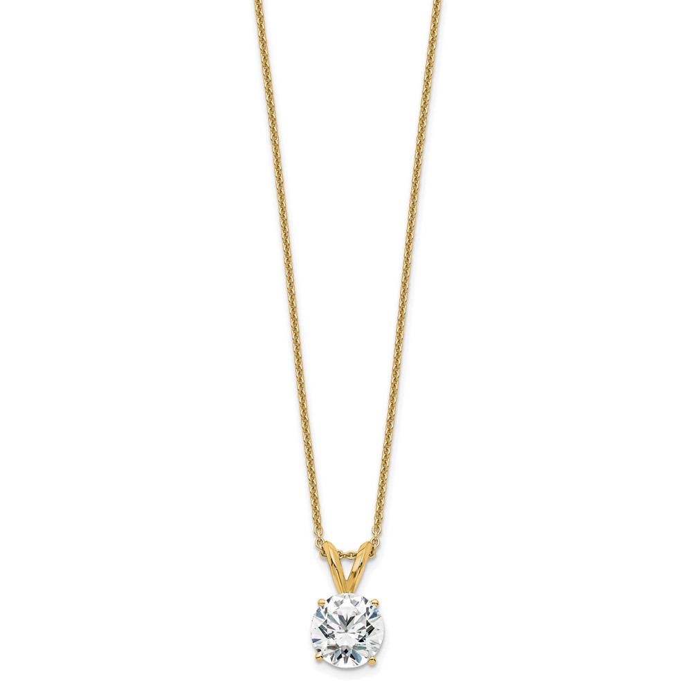 14k 1 carat Lab Grown Diamond VS+ F+ Round Complete Four Prong 18 inch Solitaire Pendant Necklace (PM4396-100-LG-18)