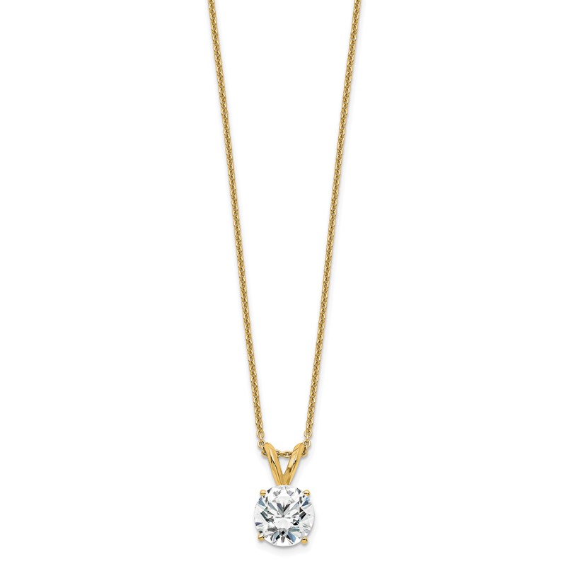 14k 1 carat Certified Lab Grown Diamond VS/SI+ G+ Round Complete Four Prong 18 inch Solitaire Pendant Necklace