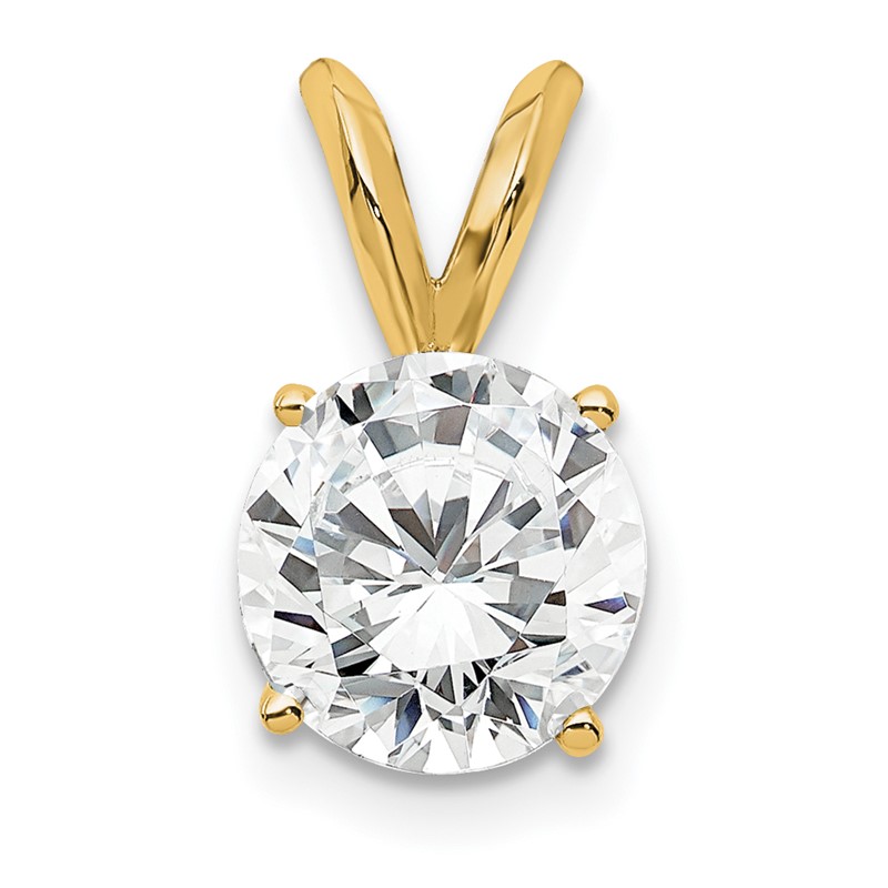 14k 1 carat Lab Grown Diamond VS+ F+ Round Complete Four Prong Solitaire Pendant