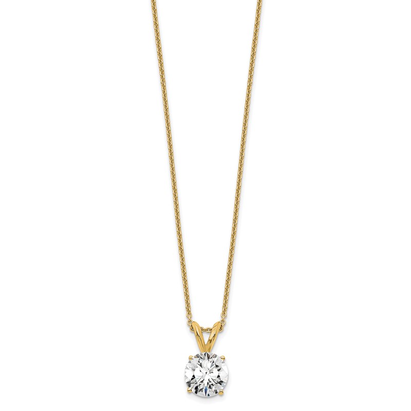 14k 1 carat Lab Grown Diamond VS/SI+ G+ Round Complete Four Prong 18 inch Solitaire Pendant Necklace