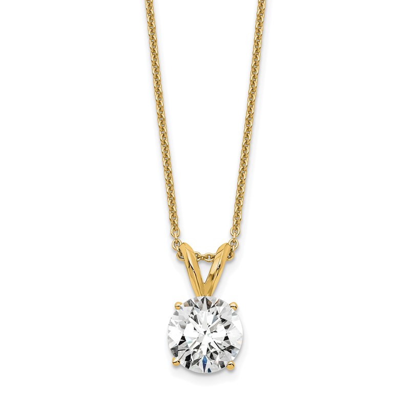 14k 1 carat Lab Grown Diamond VS/SI+ G+ Round Complete Four Prong 18 inch Solitaire Pendant Necklace