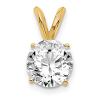 14K Yellow Gold 1 Carat Lab Grown Diamond VS+ F+ Round Complete Four Prong Solitaire Pendant view 1