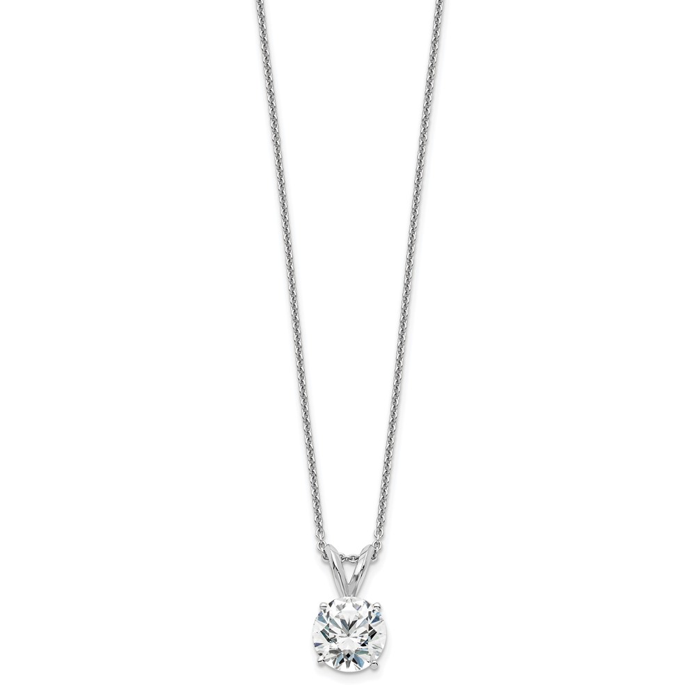 14k White Gold 1 carat Lab Grown Diamond VS+ F+ Round Complete Four Prong 18 inch Solitaire Pendant Necklace (PM4396-100-WLG-18)