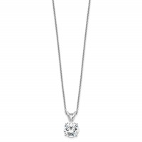 14K White Gold 1 Carat Certified Lab Grown Diamond VS SI+ G+ Round Complete Four Prong Solitaire Pendant Necklace, 18" view 2
