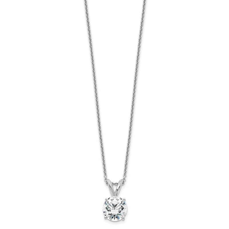 14k White Gold 1 carat Lab Grown Diamond VS+ F+ Round Complete Four Prong 18 inch Solitaire Pendant Necklace