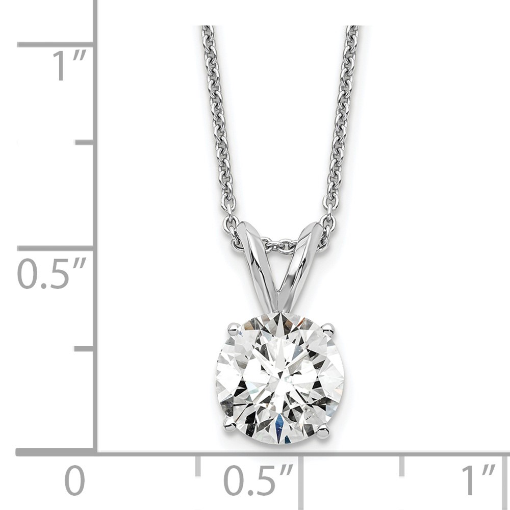 14k White Gold 1 carat Lab Grown Diamond VS+ F+ Round Complete Four Prong 18 inch Solitaire Pendant Necklace (PM4396-100-WLG-18)