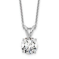 14K White Gold 1 Carat Certified Lab Grown Diamond VS SI+ G+ Round Complete Four Prong Solitaire Pendant Necklace, 18" view 1